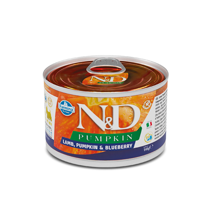 Farmina N&D Grain Pumpkin Lamb Adult Mini для собак дрібних порід з гарбузом, ягням та чорницею 140 г