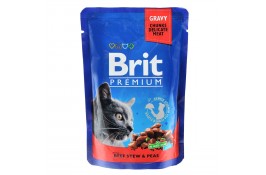 Brit Premium Cat pouch тушкована яловичина та горох 100г*24шт