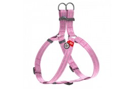 Collar WAUDOG Re-cotton светоотражающая шлея с QR паспортом для собак (розовая) S