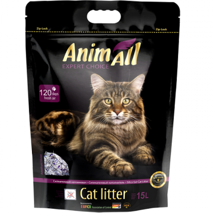 AnimAll Premium "Кристали аметиста" силікагелевий наповнювач для котів з квітковим ароматом 15 л
