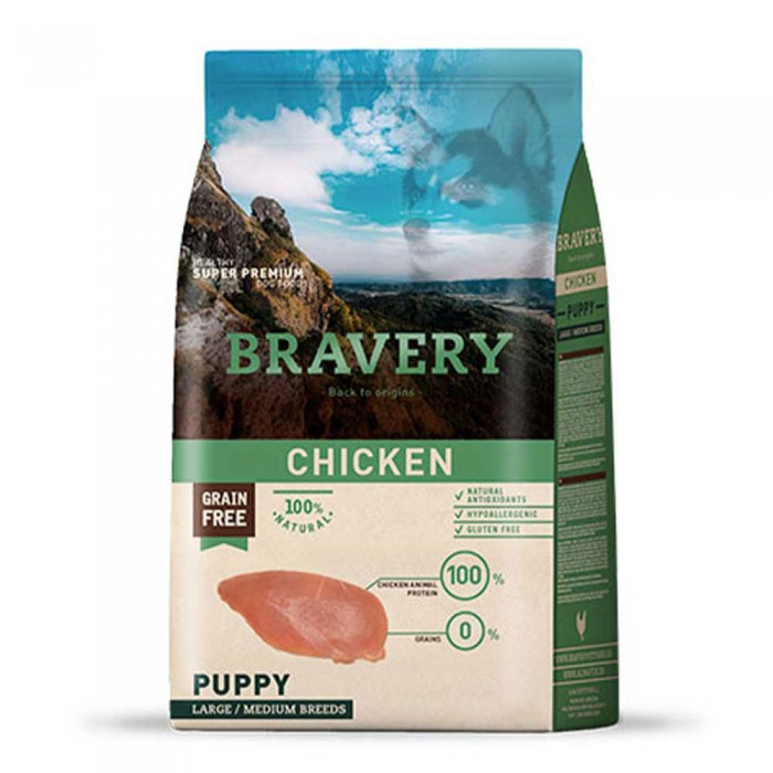 Bravery Chicken Puppy Large/Medium сухий корм для цуценят середніх та великих порід з куркою 4 кг