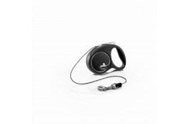 Flexi Black Design поводок-рулетка (трос) для животных маленьких пород черного цвета размер XS: 3м/8кг