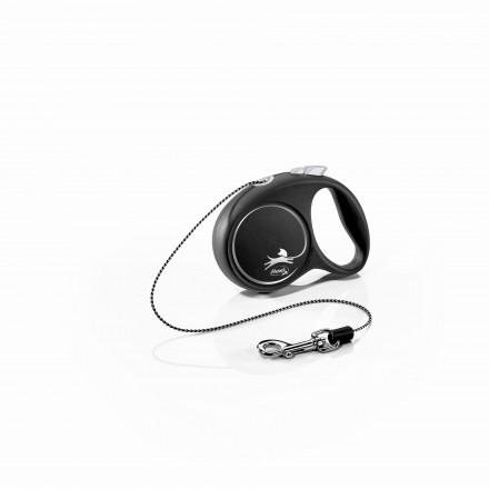 Flexi Black Design поводок-рулетка (трос) для животных маленьких пород черного цвета размер XS: 3м/8кг