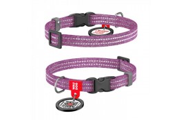 Collar WAUDOG Re-cotton светоотражающий ошейник с QR паспортом для котов и собак (фиолетовый) XS