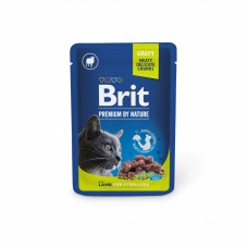 Brit Premium Cat Pouch вологий корм для стерилізованих котів з ягнятиною 100г*24шт