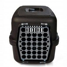 AGILITY Plast пластиковая переноска для кошек и собак до 12 кг (черно-серый) 35х49х32,5 см