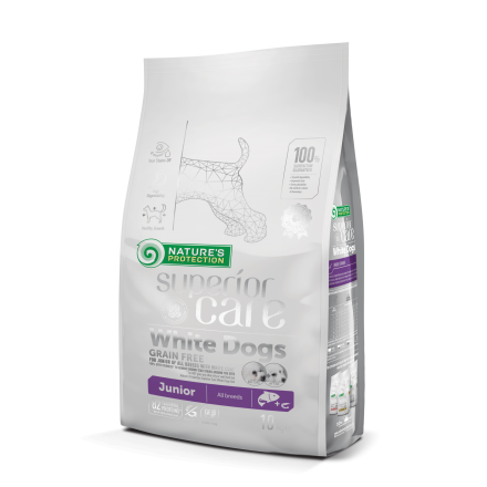 Nature's Protection Superior Care White Dogs Grain Free Junior All Breeds для юниоров с белым окрасом 10 кг