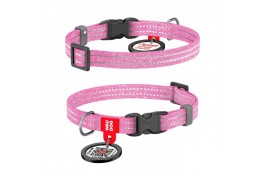 Collar WAUDOG Re-cotton світловідбивний нашийник з QR паспортом для котів та собак (рожевий) XS