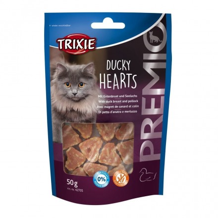 Trixie PREMIO Hearts лакомство для котов с уткой и минтаем 50гр