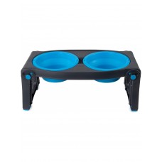 Dexas Adjustable Height Pet Feeder Pro Blue подвійна миска на підставці 960 мл