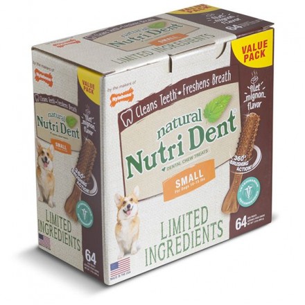 Nylabone Nutri Dent Natural Filet Mignon Small ласощі зі смаком філе міньйон для собак малих порід 8шт/уп