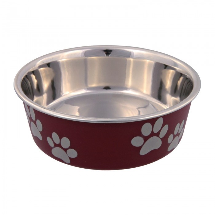 Trixie металическая миска на резине для собак с пластиковым покрытием 0,3 л/12 см