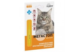 ProVET Мега Стоп комплексный противопаразитарный препарат для кошек от 4 до 8кг (1 пипетка 1мл)