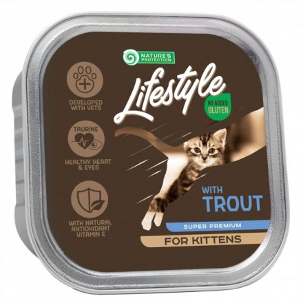 Nature's Protection Lifestyle Kitten with Beef влажный корм для котят с форелью 85 г*12шт