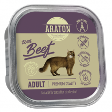 Araton Adult cat with beef влажный корм для взрослых стерилизованных котов с говядиной 85г
