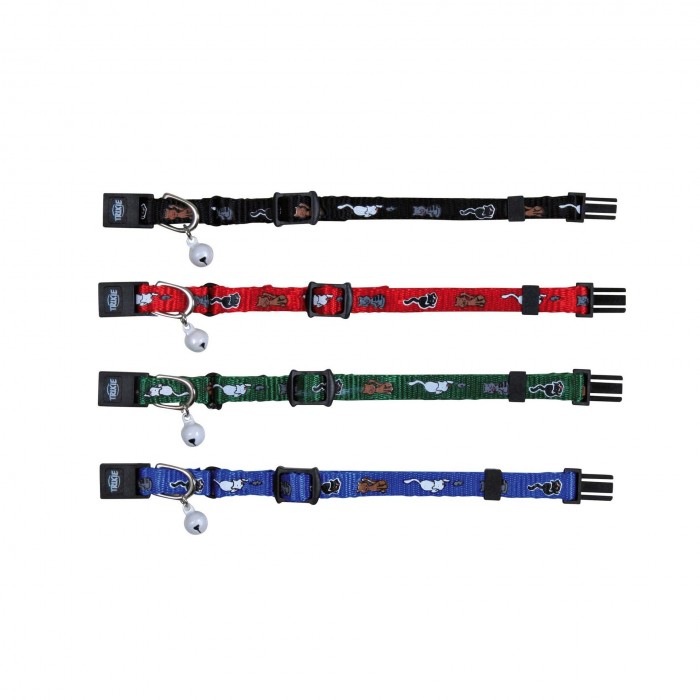 Trixie нейлоновый ошейник для котят с рисунком и колокольчиком  4-х цветов