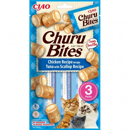 INABA Churu Bites для кошек с курицей, тунцом и морским гребешком 3 шт*10 г