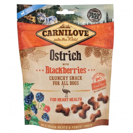 Ласощі Carnilove Dog Crunchy Snack з м’ясом страуса та ожиною для дорослих собак 200g