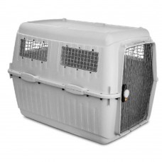 Bergamo Iata Bracco Travel 8 переноска с металлической дверцей и поилкой для собак до 100 кг (серо-черная)