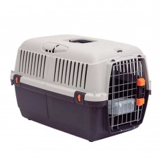Bergamo Iata Bracco Travel 2 переноска с металлической дверцей и поилкой для собак до 18 кг (серо-черная)