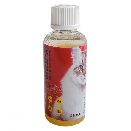 SynergyLabs Shed-X Cat добавка для уменьшения линьки, для шерсти котов 45 мл