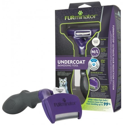FURminator Short Hair фурминатор для кошек крупных пород с короткой шерстью размер L