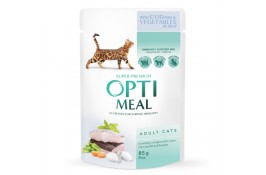 Optimeal Adult Cats влажный корм для котов с треской и овощами в желе 85 г