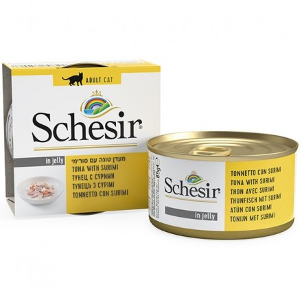Schesir Tuna with Surimi влажный корм для взрослых котов с тунцом и сурими в желе 85 г