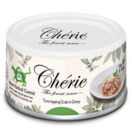 Cherie Hairball Control Tuna & Crab влажный корм с тунцом и крабом для котов в соусе 80г