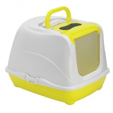 Moderna закрытый туалет для кошек с откидной крышкой (лимонный/белый)