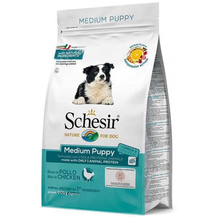 SCHESIR DOG MEDIUM PUPPY сухой корм для щенков средних пород с курицей 3 кг