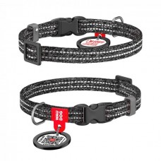 Collar WAUDOG Re-cotton светоотражающий ошейник с QR паспортом для котов и собак (серый) XS