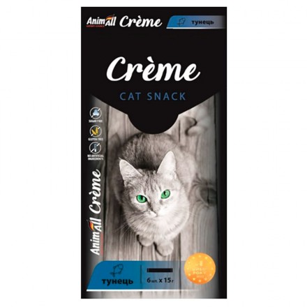 AnimAll Сreme ласощі зі смаком тунця для котів 6×15 г