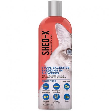 SynergyLabs Shed-X Cat добавка для уменьшения линьки, для шерсти котов 237 мл
