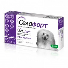 KRKA Селафорт Спот-он капли от блох, клещей и гельминтов для собак от 2,6 до 5 кг (1 пипетка 0,25 мл)