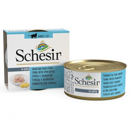Schesir Tuna with Pineapple влажный корм для взрослых котов с тунцом и ананасом в желе 75 г