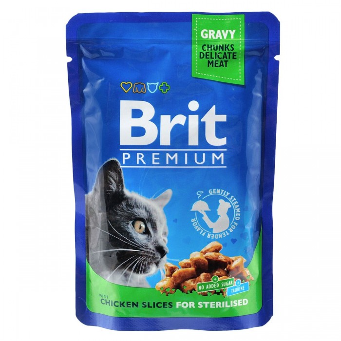 Brit Premium Cat pouch курица для стерилизованных 100г*24шт