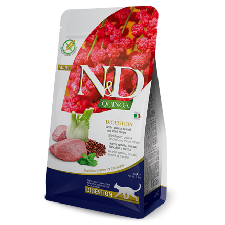 Farmina N&D Quinoa Cat Adult Digestion Lamb & Fennel сухий корм при порушеннях травлення у котів з ягням та кіноа 0,3 кг