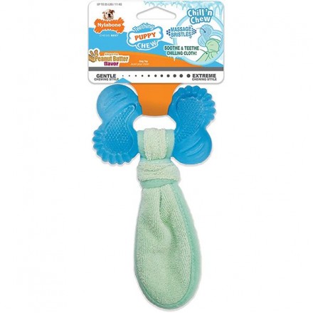 Nylabone Puppy Chew Freezer Bone with Washcloth для щенков с ароматом арахисового масла 25см