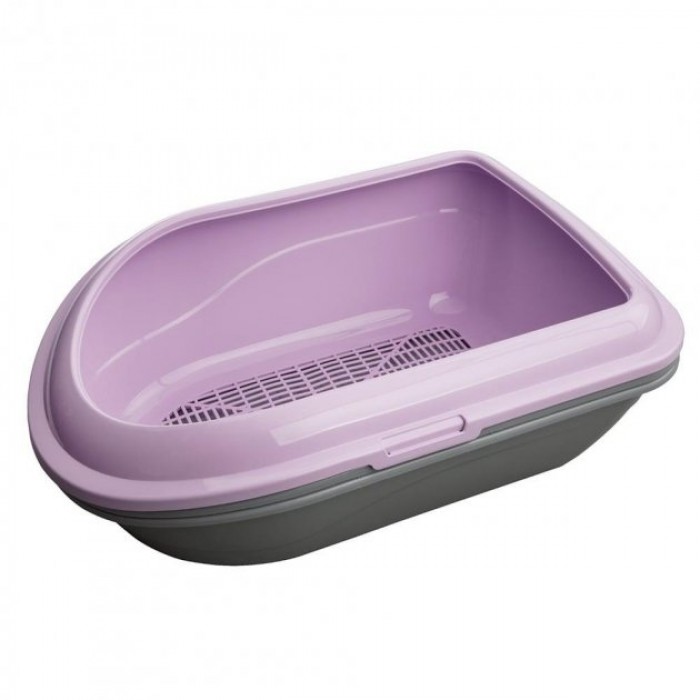 AnimAll туалет с высокими бортиками и сеткой для кошек (фиолетовый)