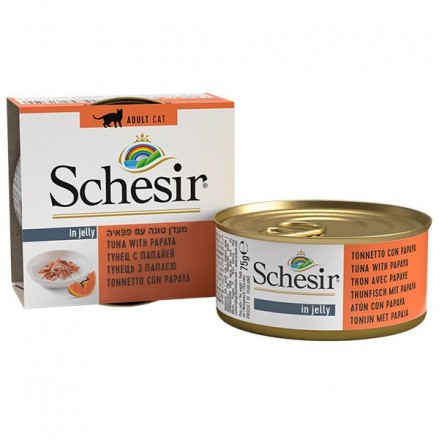 Schesir Tuna with Papaya влажный корм для взрослых котов с тунцом и папайей в желе 75 г