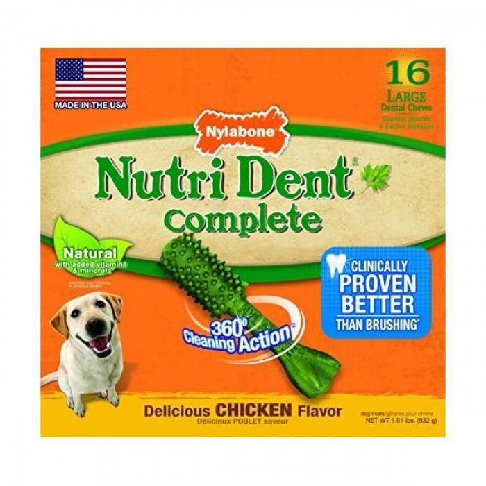 Nylabone Nutri Dent Chicken Large лакомство со вкусом курицы для собак крупных пород 16шт/уп (11см)