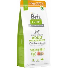 Brit Care Dog Sustainable Adult Medium Breed для середніх порід з куркою та комахами 12+2 кг