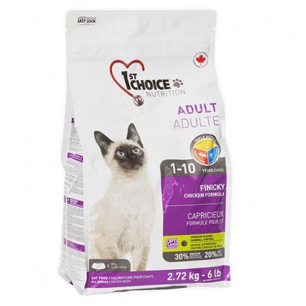 1st Choice Adult Finicky Chicken сухой корм для привередливых и активных кошек с курицей 2,72 кг