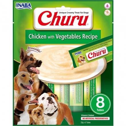 INABA Churu лакомство для собак сливочный мусс с курицей и овощами 20 г (8шт/уп)