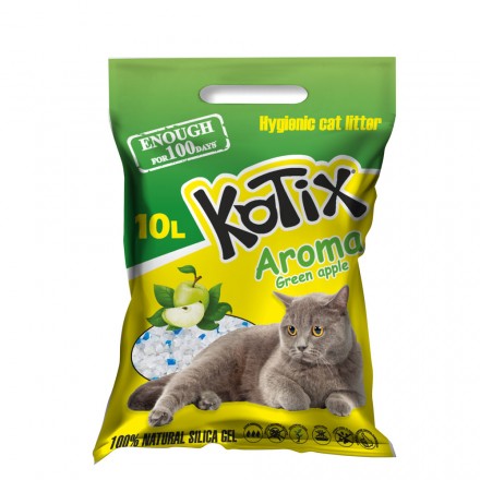 Kotix Green Apple силикагелевый наполнитель для котов с ароматом зеленого яблока 10 л