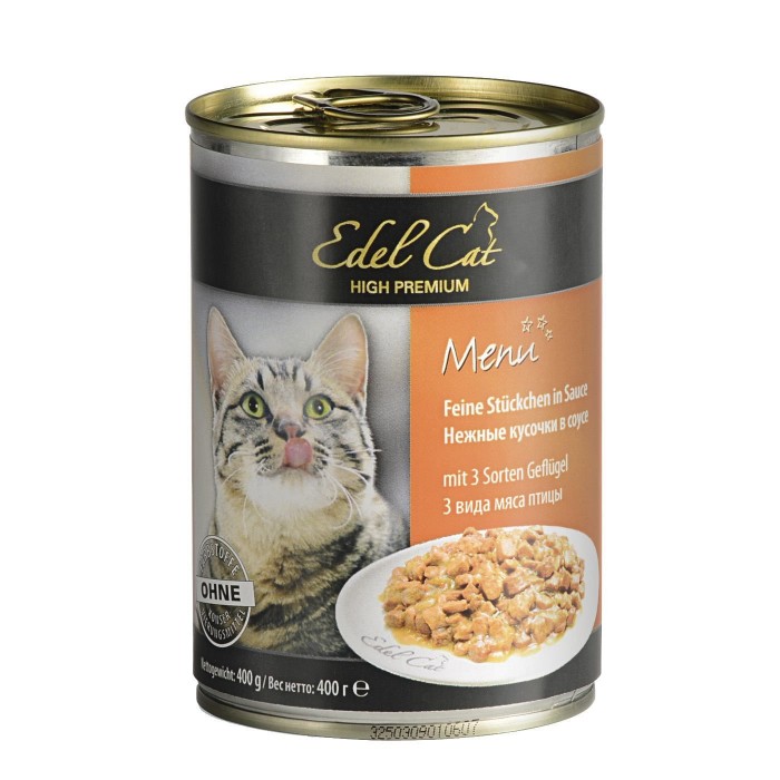 Edel Cat Шматочки з трьома видами м’яса птиці в соусі для котів 400g