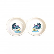 Trixie керамическая миска для котов двойная 0,15 л/11 см