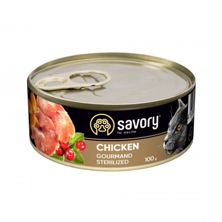 Savory Cat Can Adult Sterilised куркa 100g