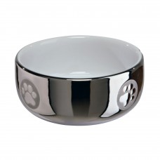 Trixie керамическая миска для кошек серебро/белая 0,3 л/11 см